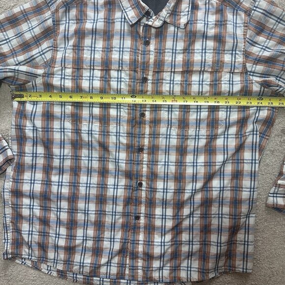 Wrangler Shirt Men’s XL Button Down Plaid Brown Blue White - Picture 8 of 10